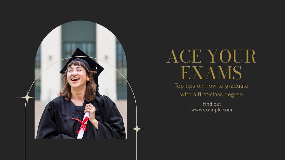 Ace your exams blog banner template, editable text