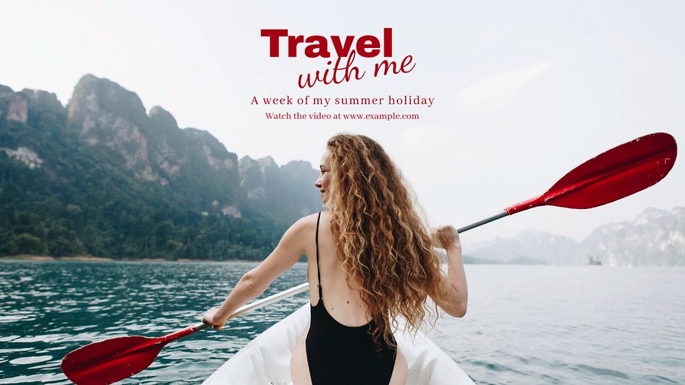 Travel vlog blog banner template, editable text