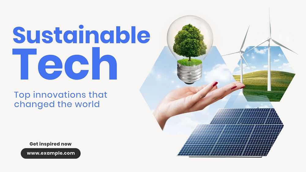 Sustainable tech blog banner template, editable text