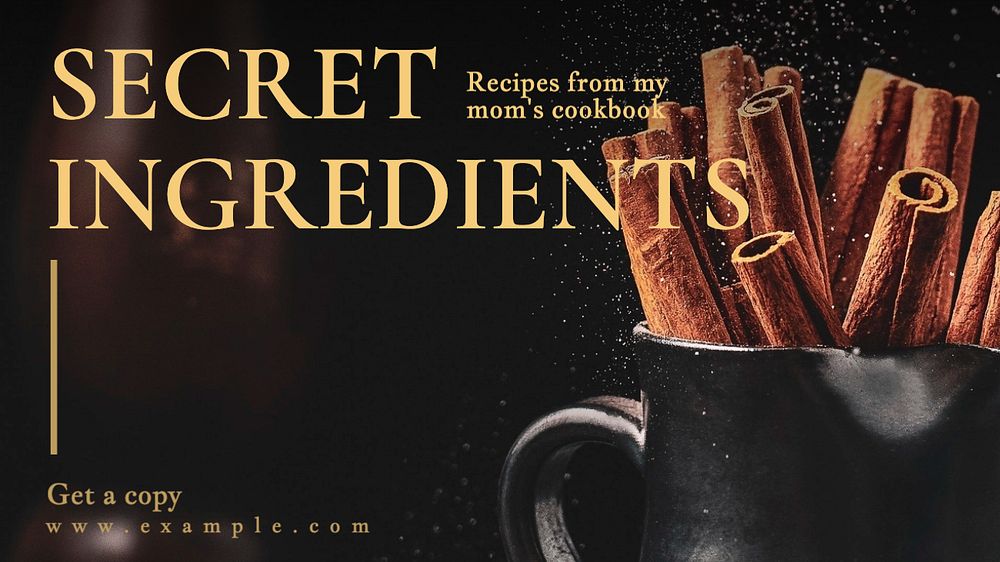 Secret ingredients cookbook blog banner template, editable text