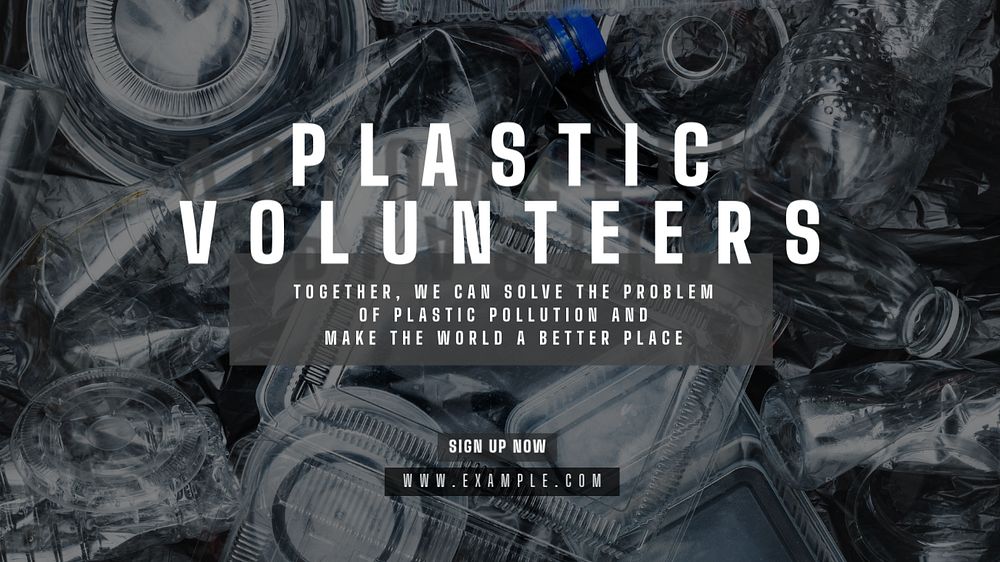 Plastic volunteers blog banner template, editable text