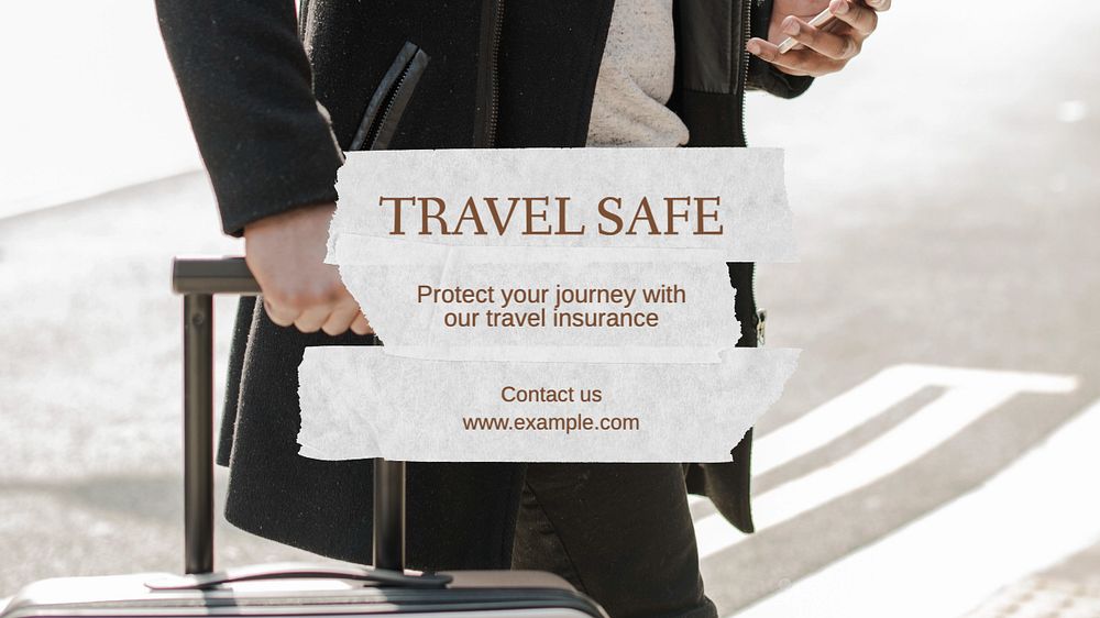 Travel insurance  blog banner template, editable text