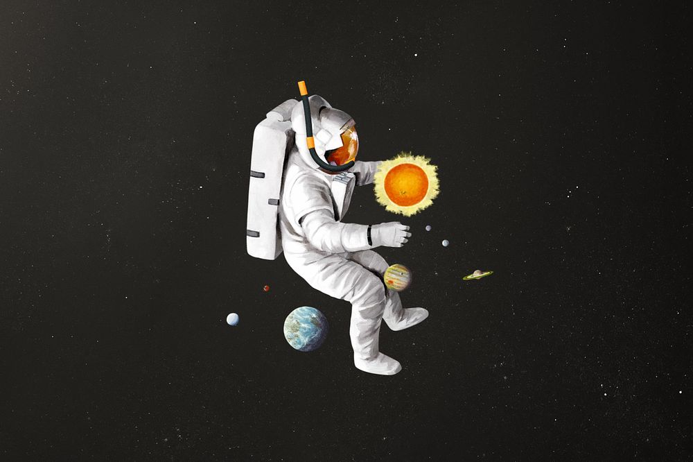 Aesthetic floating astronaut, galaxy editable remix