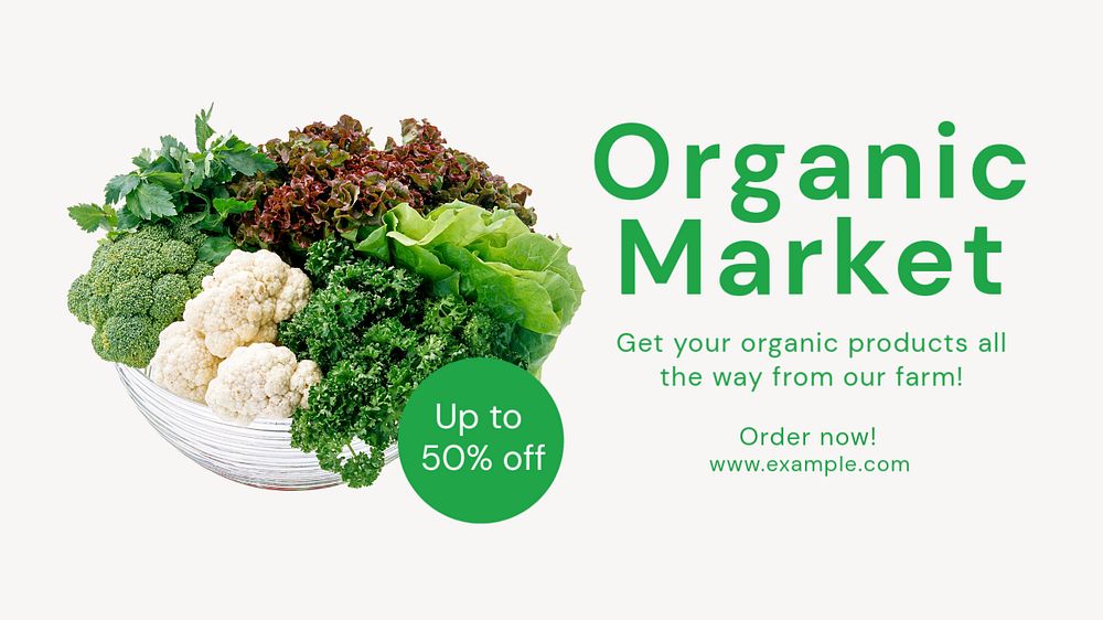 Organic produces sale blog banner template, editable text