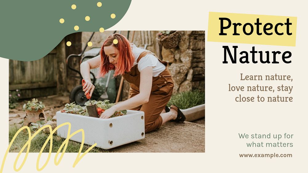 Protect nature blog banner template, editable text