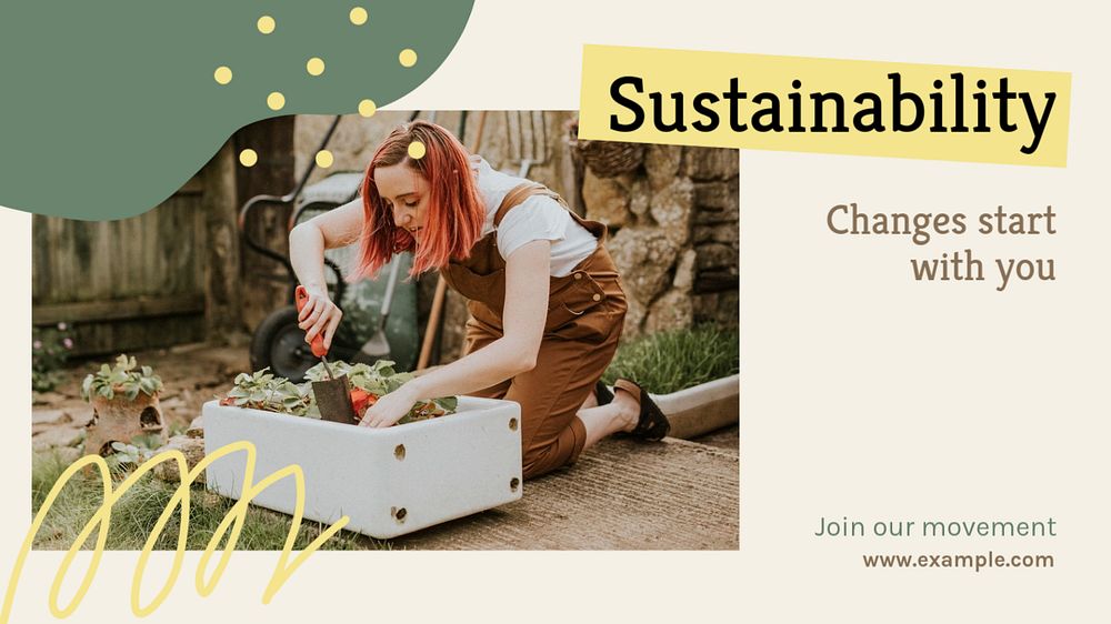 Sustainability blog banner template, editable text