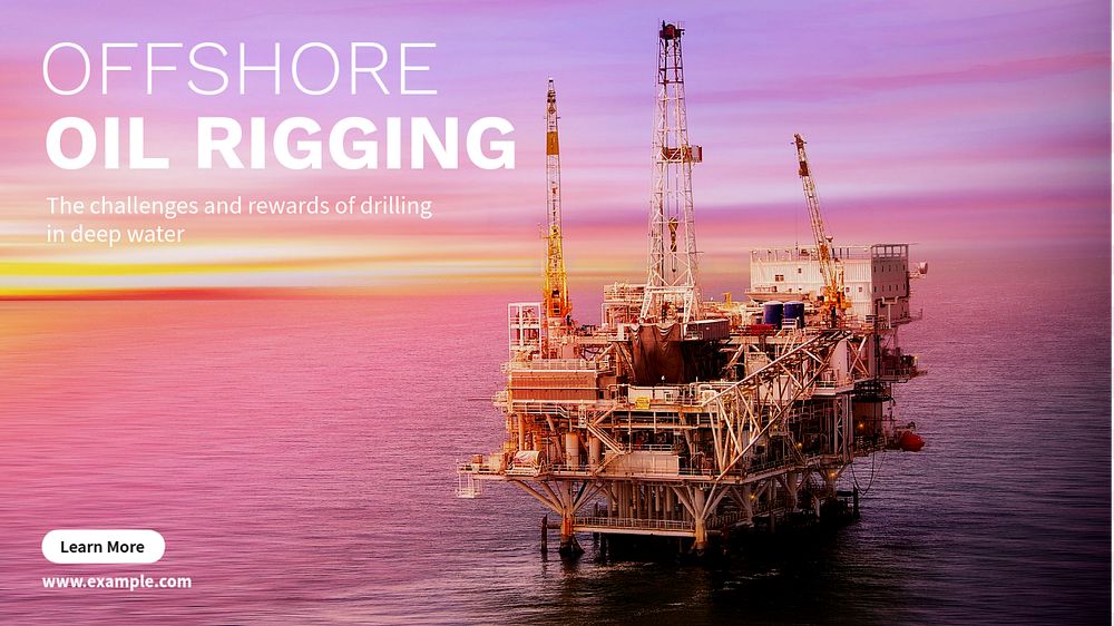 Offshore oil rigging blog banner template, editable text