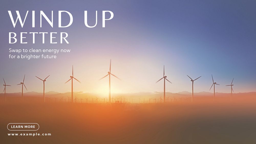 Wind power blog banner template, editable text