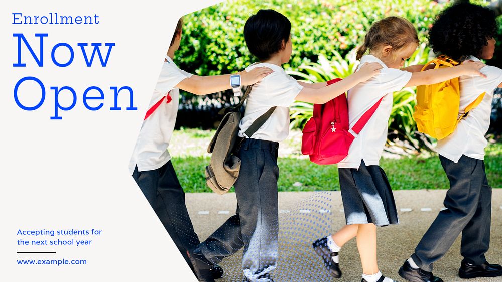 School student enrollment blog banner template, editable text