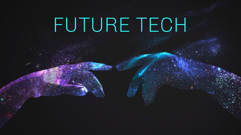 Future tech blog banner template, editable text