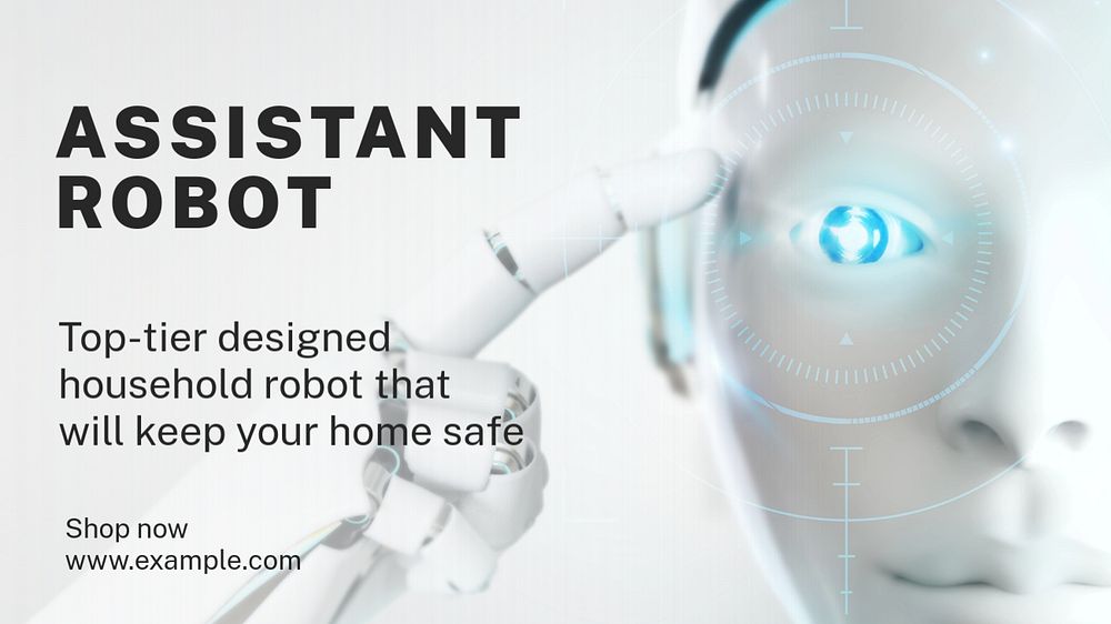 Assistant robot blog banner template, editable text