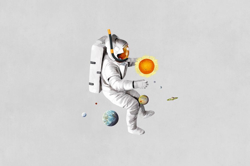 Aesthetic floating astronaut, galaxy editable remix