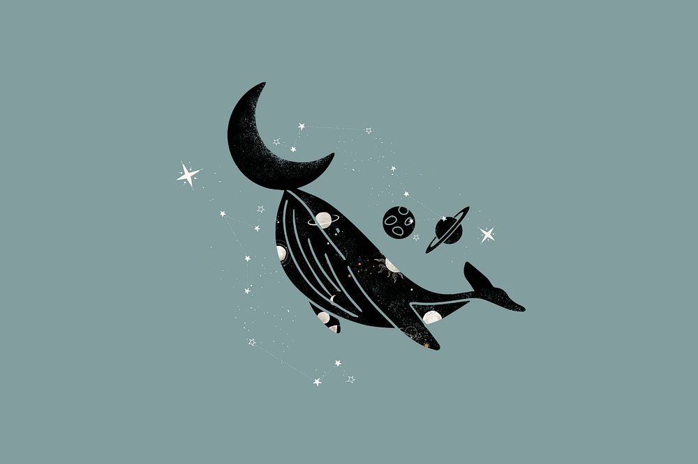 Swimming whale, galaxy aesthetic editable remix