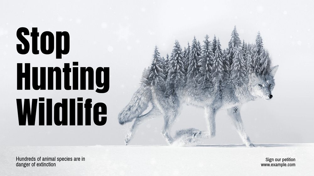 Stop hunting wildlife blog banner template, editable text