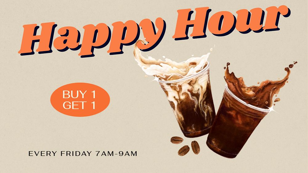 Happy hour  blog banner template, editable text