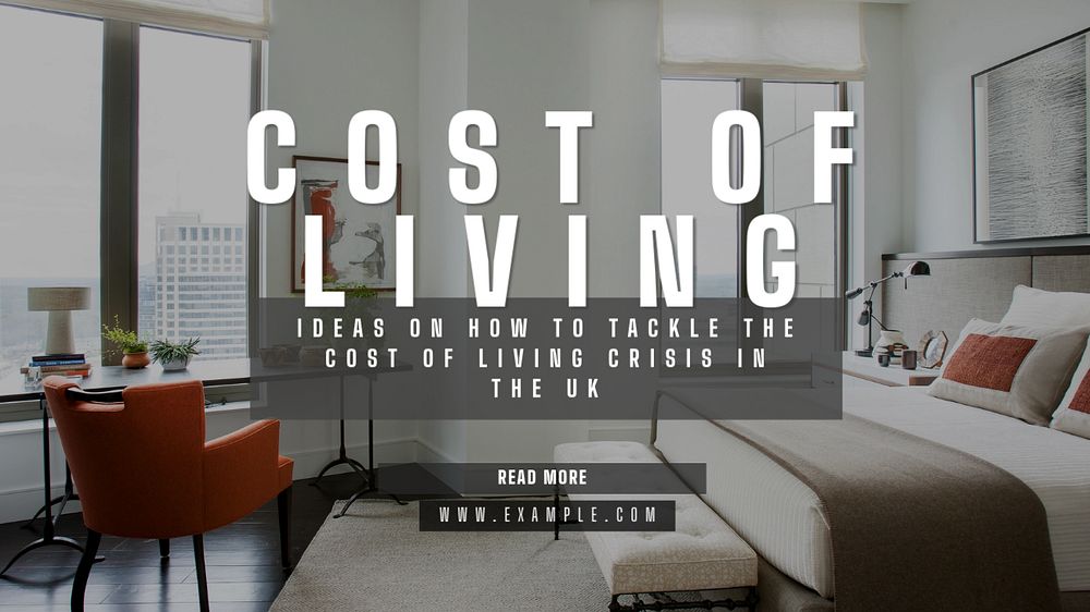 Cost of living  blog banner template, editable text