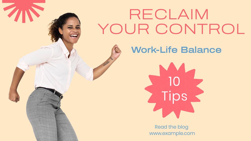 Work-life balance  blog banner template, editable text