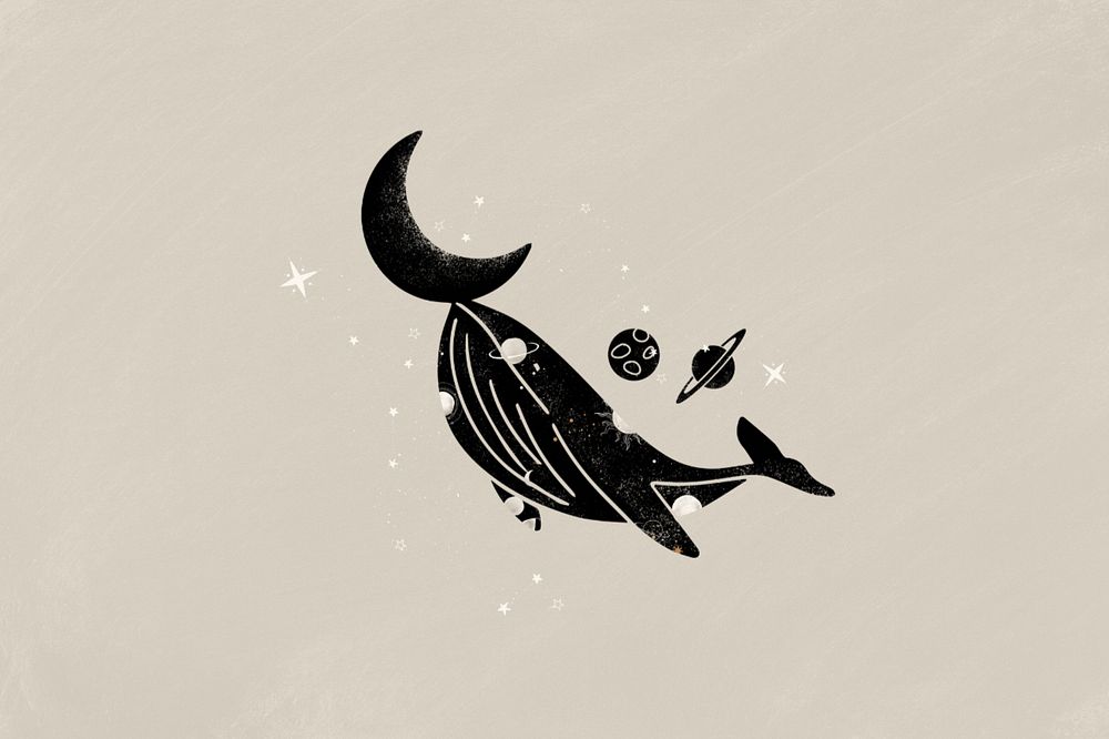 Swimming whale, galaxy aesthetic editable remix