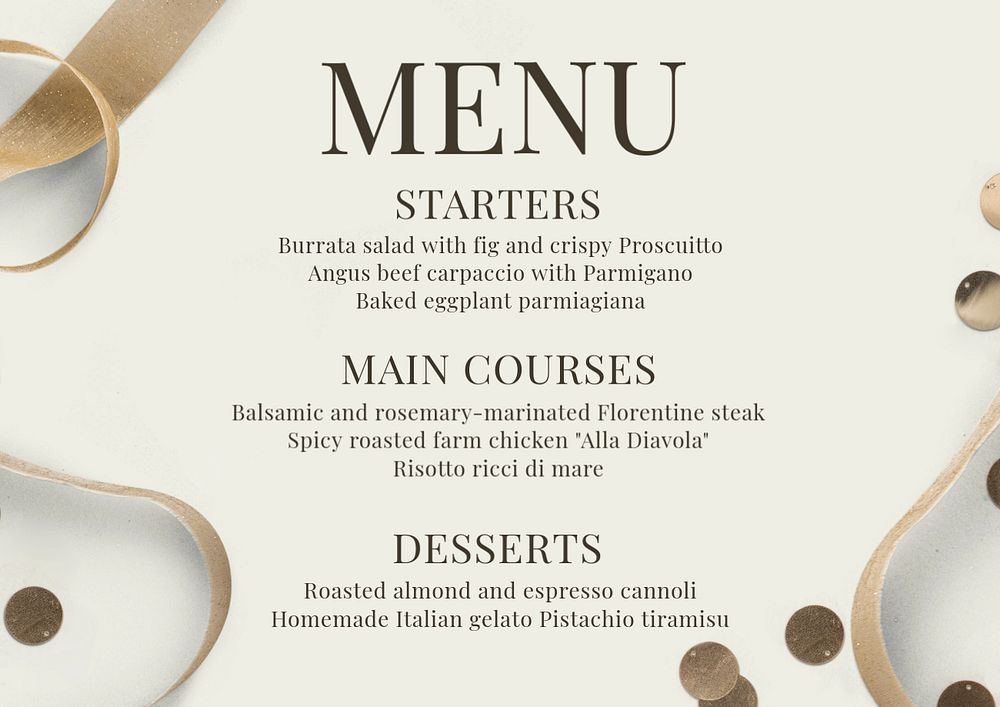 Food menu template, editable design