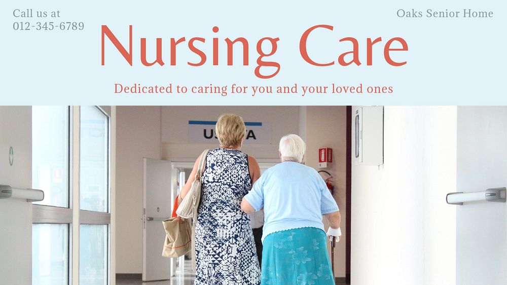 Nursing care  blog banner template, editable text