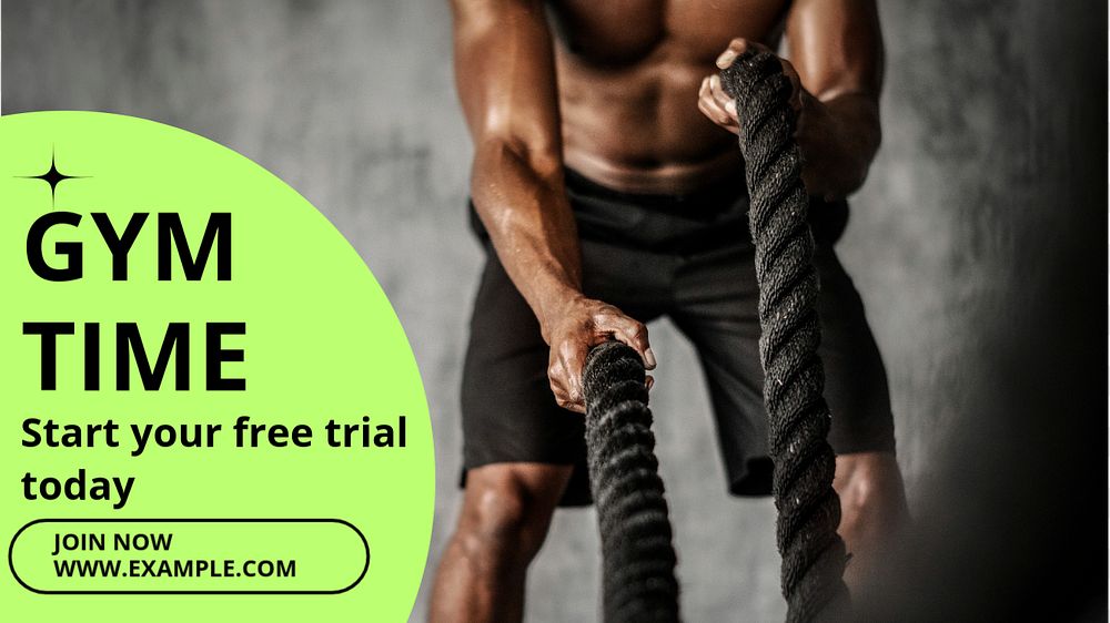 Gym time blog banner template, editable text