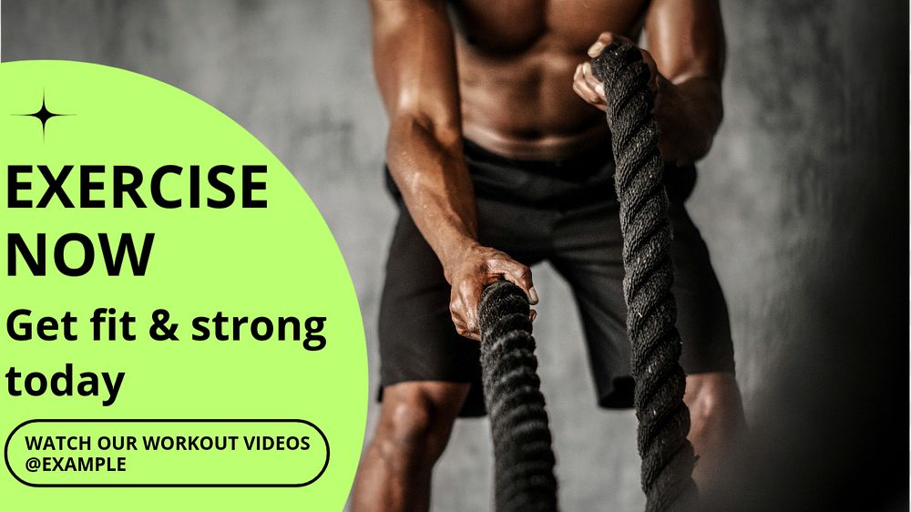 Exercise now blog banner template, editable text