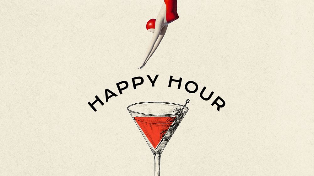 Happy hour blog banner template, editable text