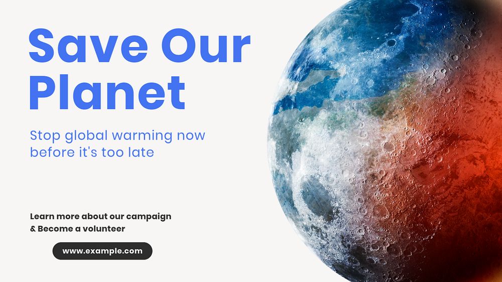 Save our planet blog banner template, editable text