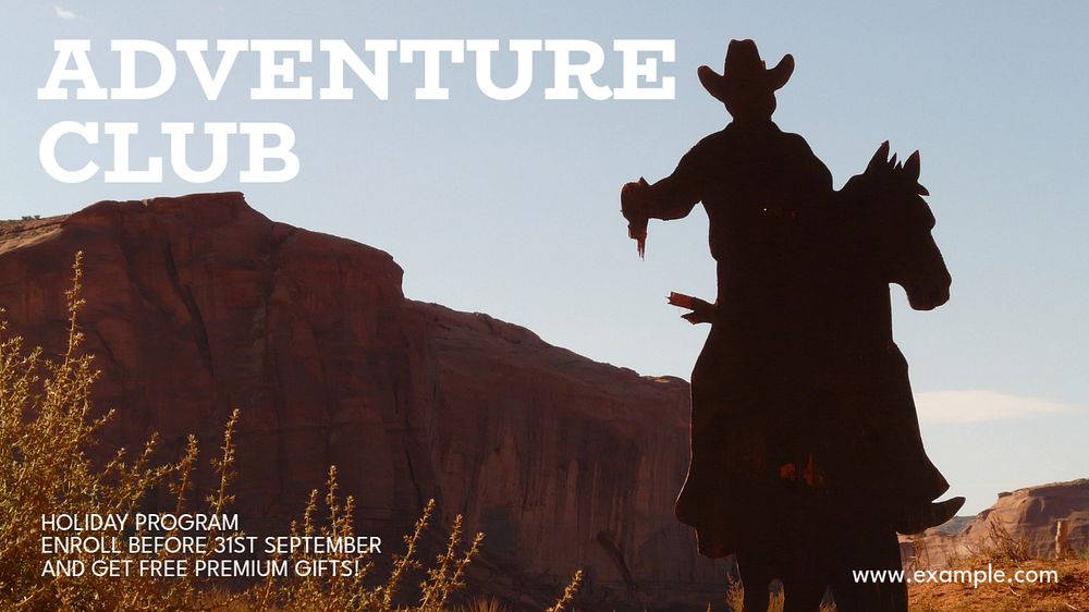 Adventure club blog banner template, editable text