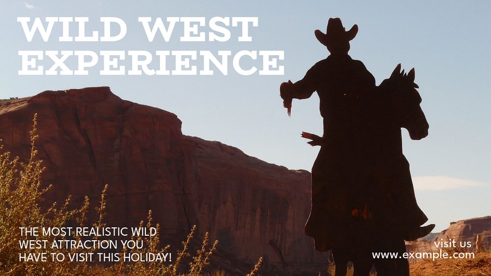 Wild West experience blog banner template, editable text