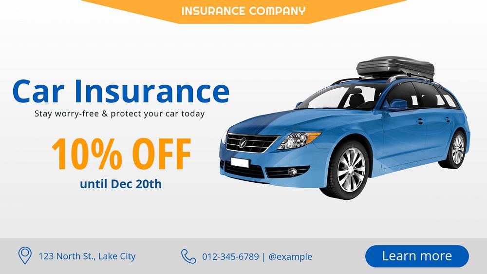 Car insurance blog banner template, editable text