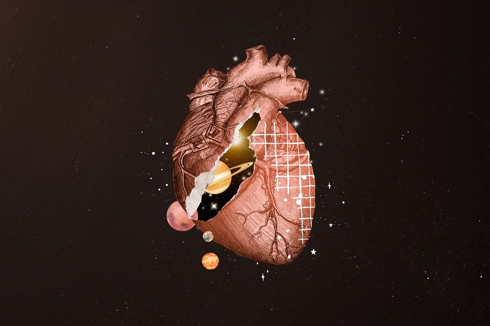 Galaxy realistic heart, space editable remix