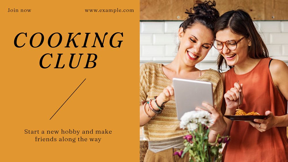 Cooking club blog banner template, editable text