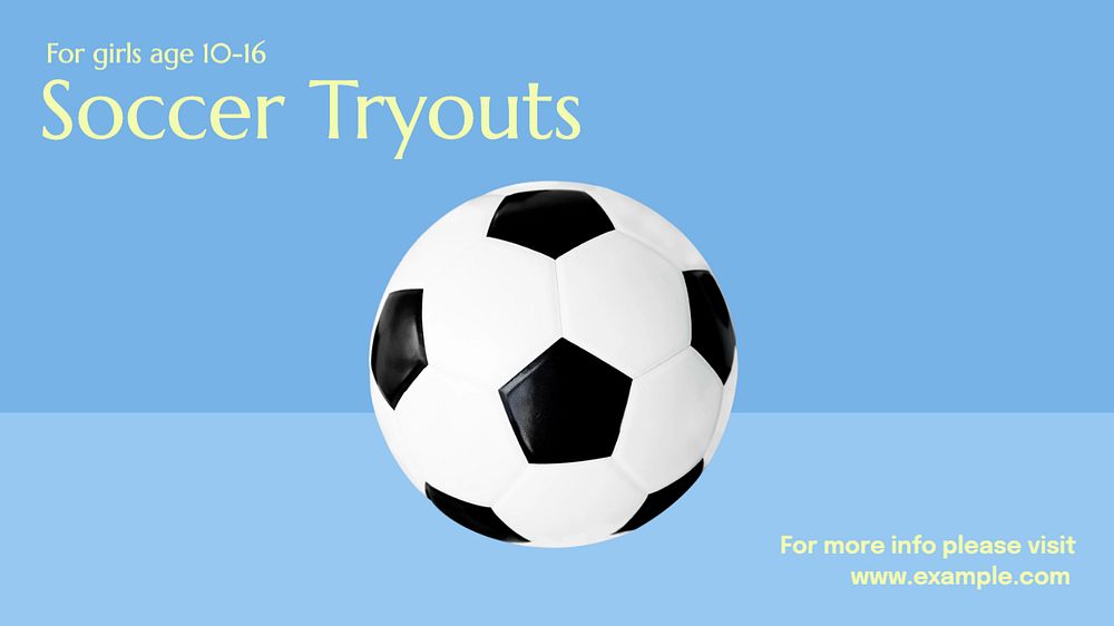 Soccer tryouts  blog banner template, editable text