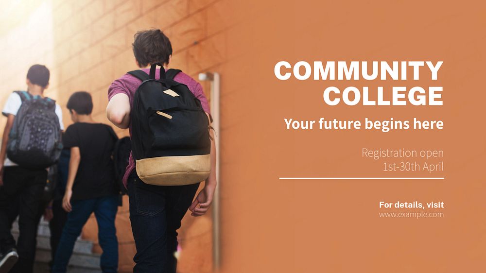 Community college blog banner template, editable text