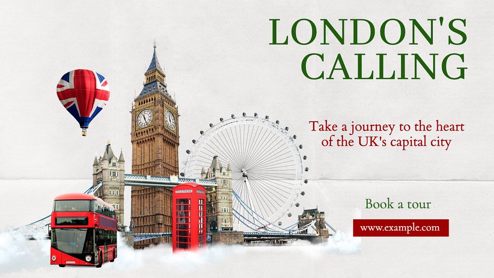 London calling  blog banner template, editable text