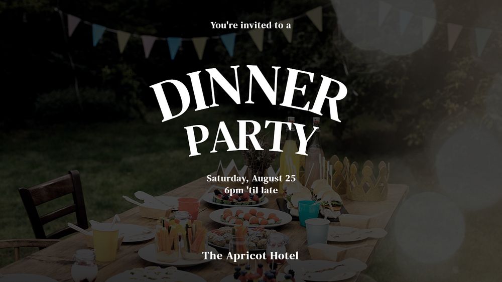 Dinner party invitation blog banner template, editable text