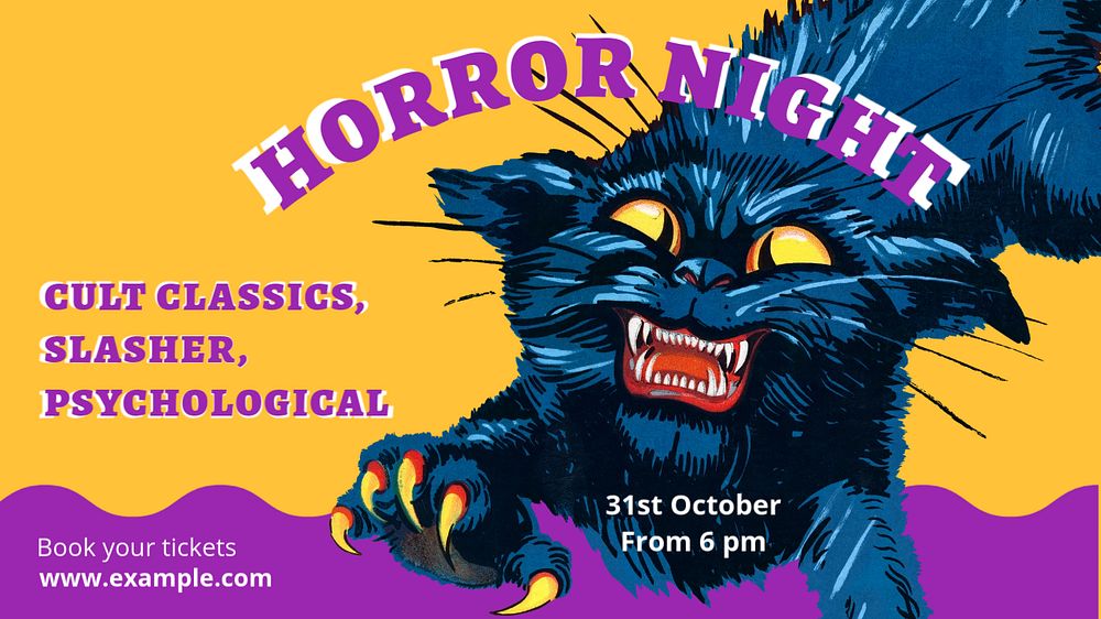 Horror night  blog banner template, editable text