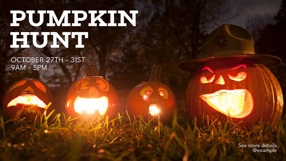 Pumpkin hunt blog banner template, editable text