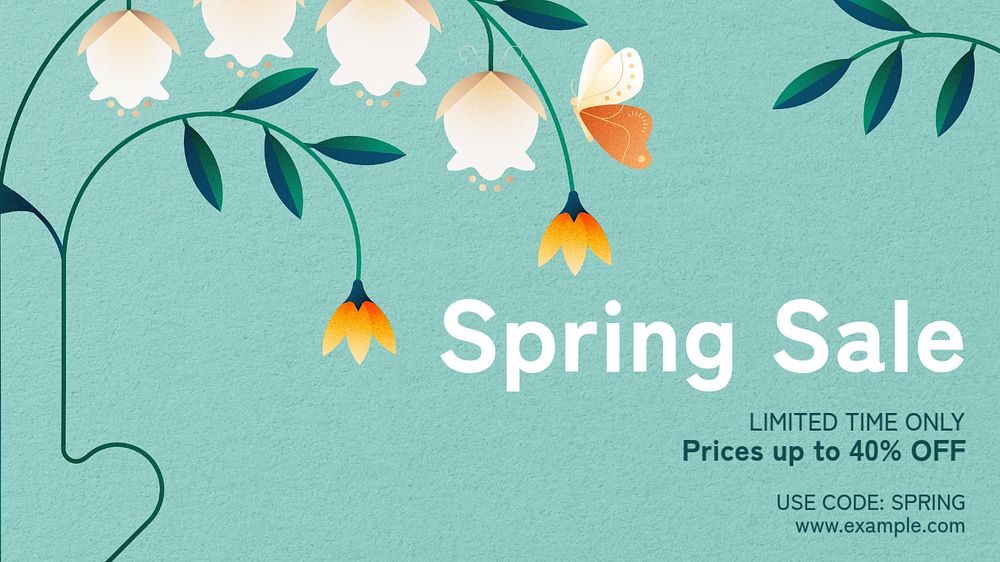 Spring sale blog banner template, editable text