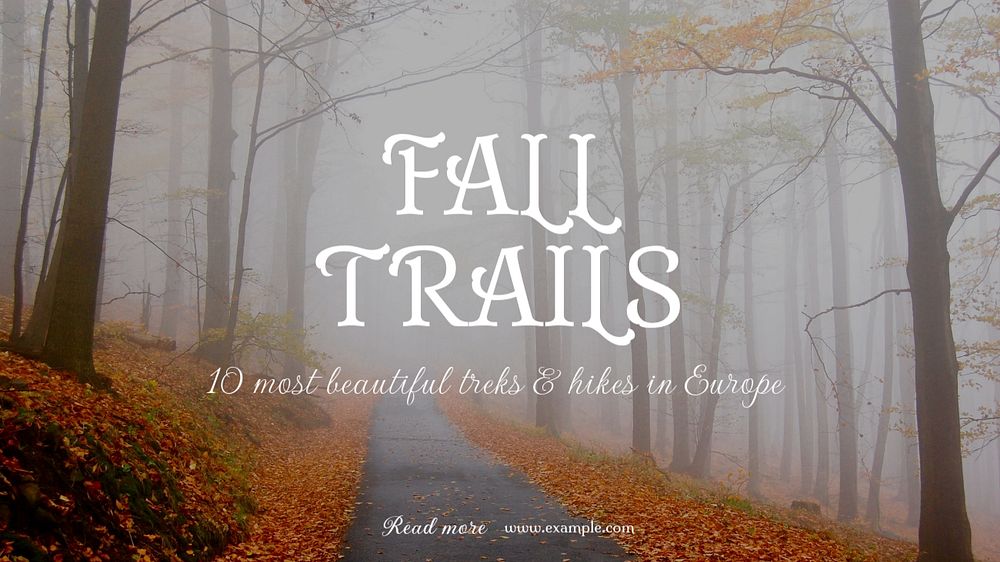 Fall trail blog banner template, editable text