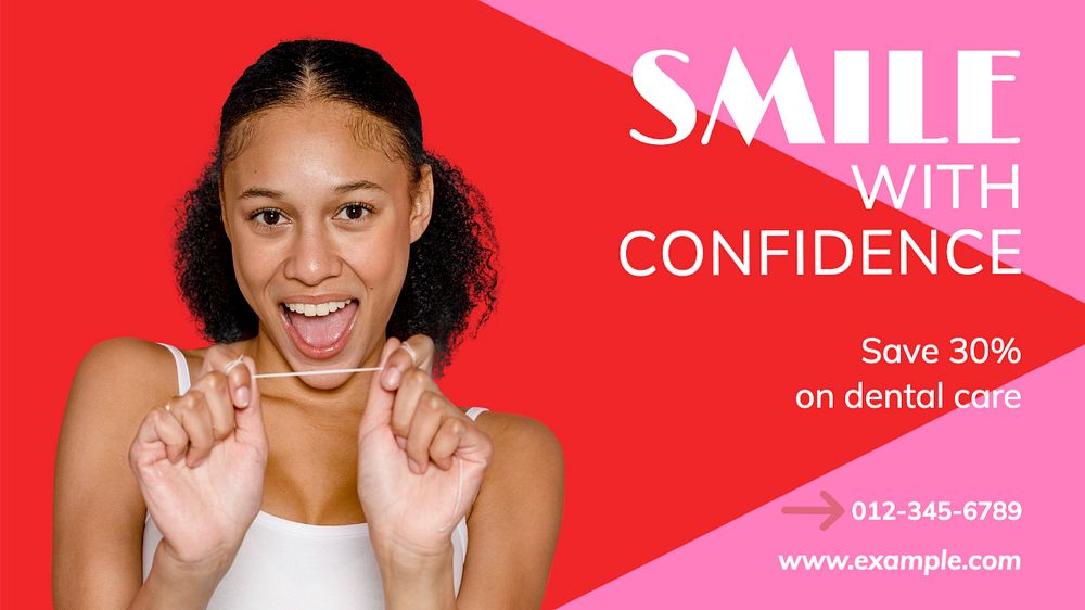 Smile confidently  blog banner template, editable text