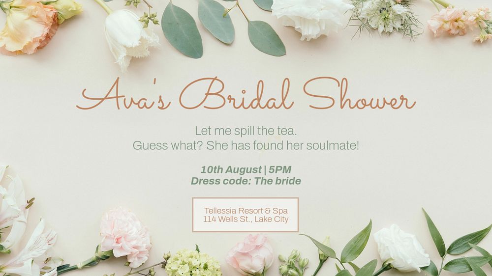 Bridal shower blog banner template, editable text