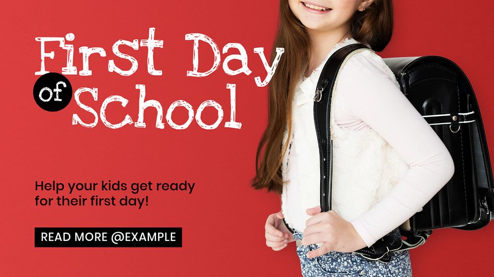 First school day blog banner template, editable text