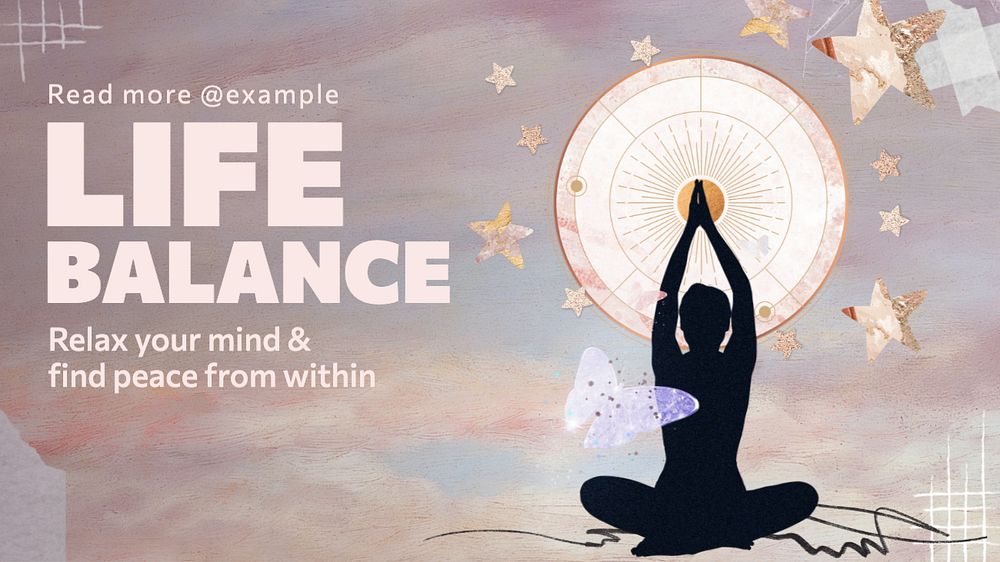 Life balance blog banner template, editable text