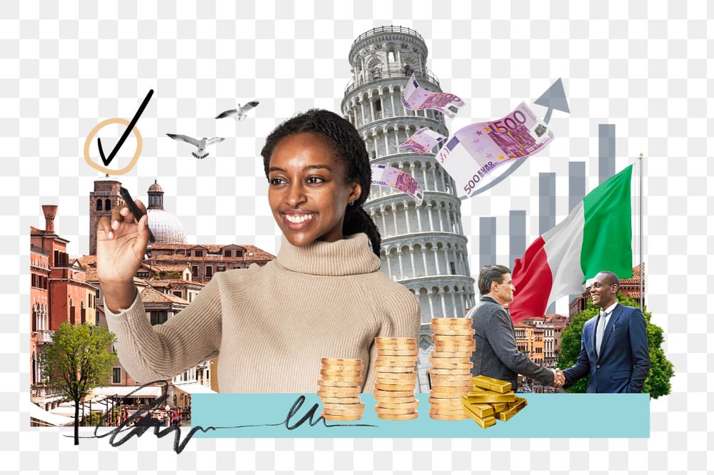 PNG element Italy investment, money finance collage, editable design