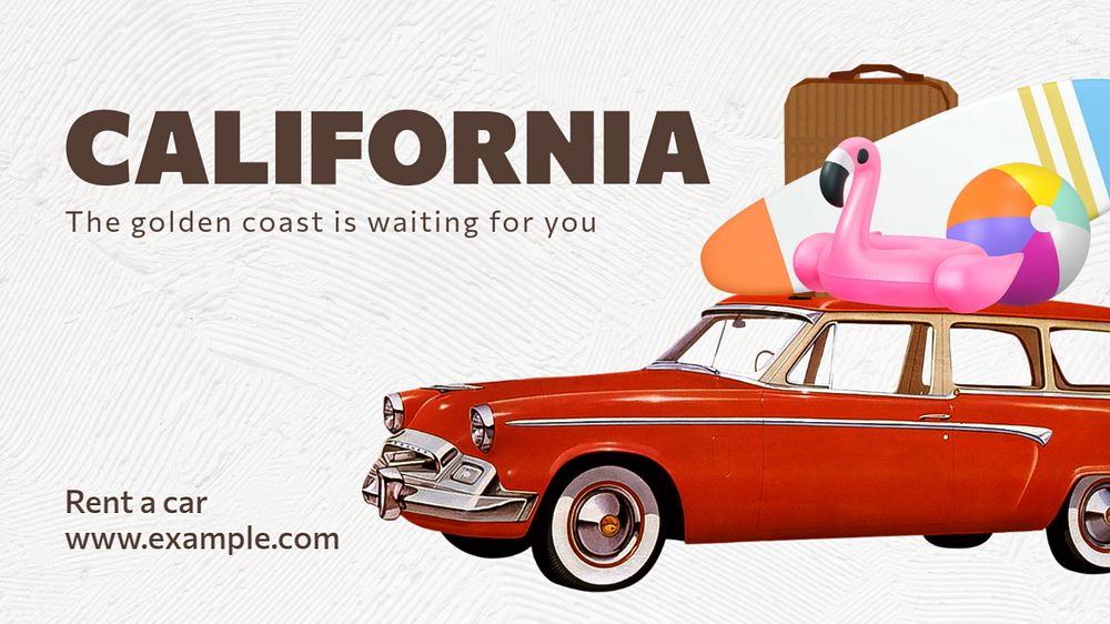 California travel blog banner template, editable text