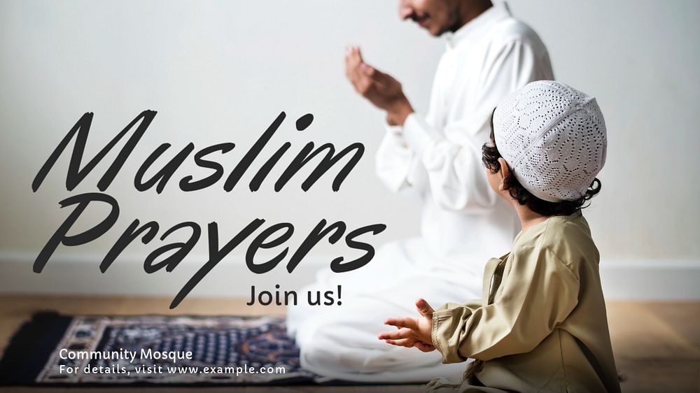 Muslim prayers blog banner template, editable text