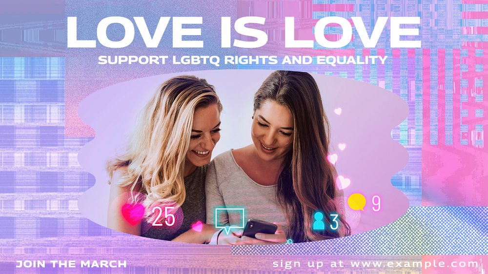 Love is love  blog banner template, editable text