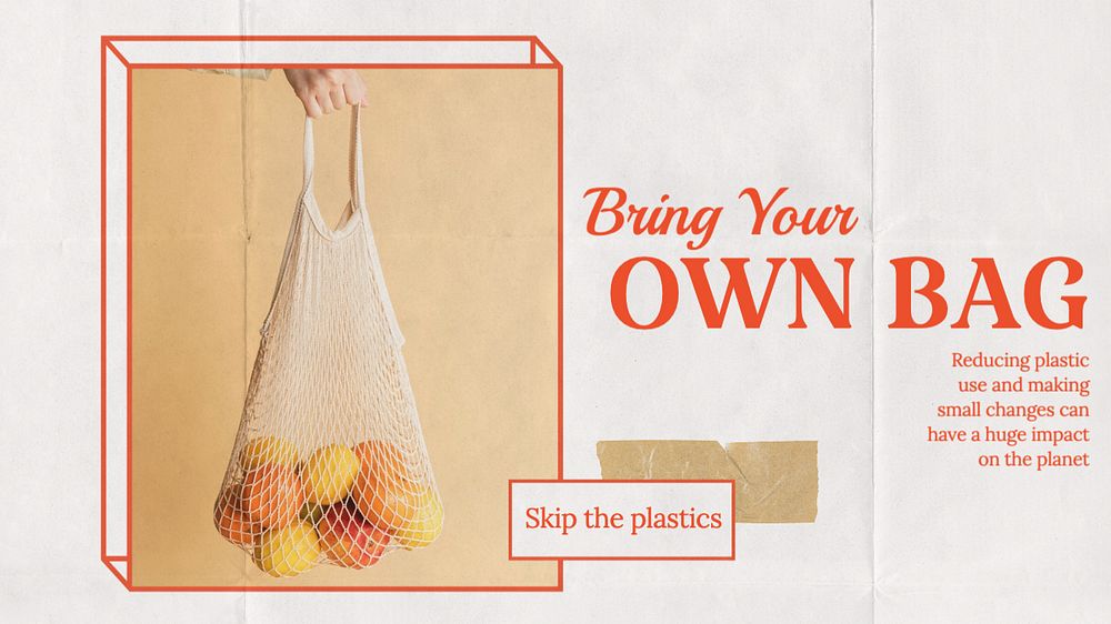 Skip the plastics blog banner template, editable text